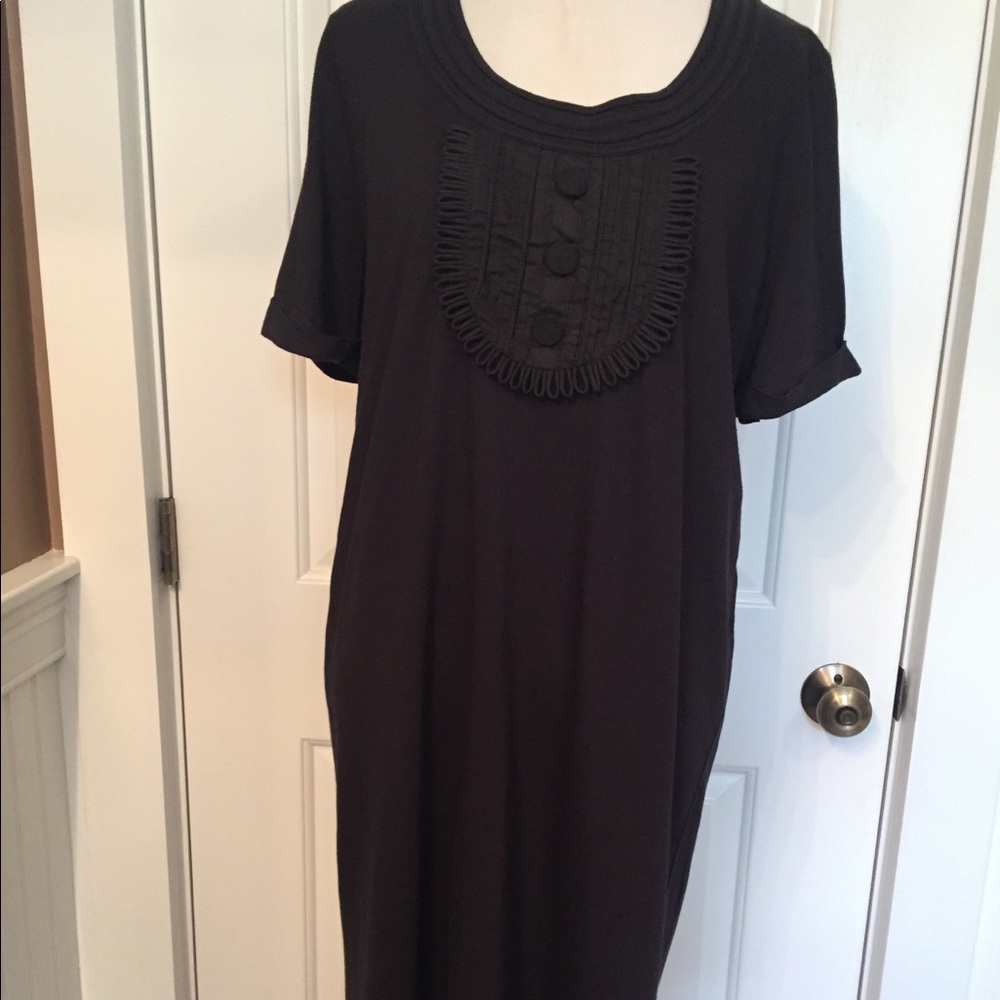 SEE BY CHLOE DRESS BLACK JERSEY KNIT SHIFT ITALY 46 US 10